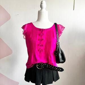 Pink Bow Top, Coquette, Soft Girl, Barbiecore, Kawaii, Medium, Girly,Cottagecore